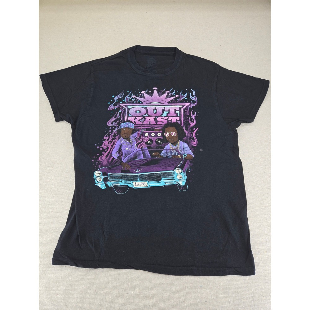 Outkast ATLiens Graphic T Shirt Large Black Hip Hop Rap Tee Cadillac Cartoon